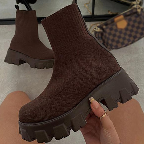 Boots Short Knitting Platform Boots Autumn Winter Shoes For Women