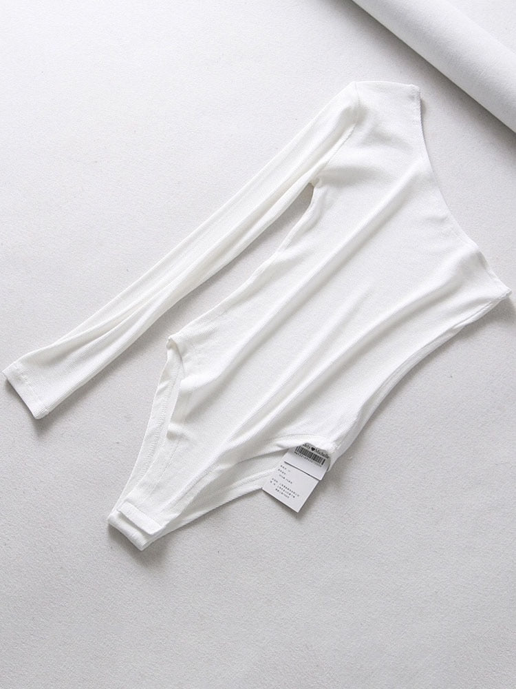 New fashion women strapless single sleeve bodysuit autumn ladies