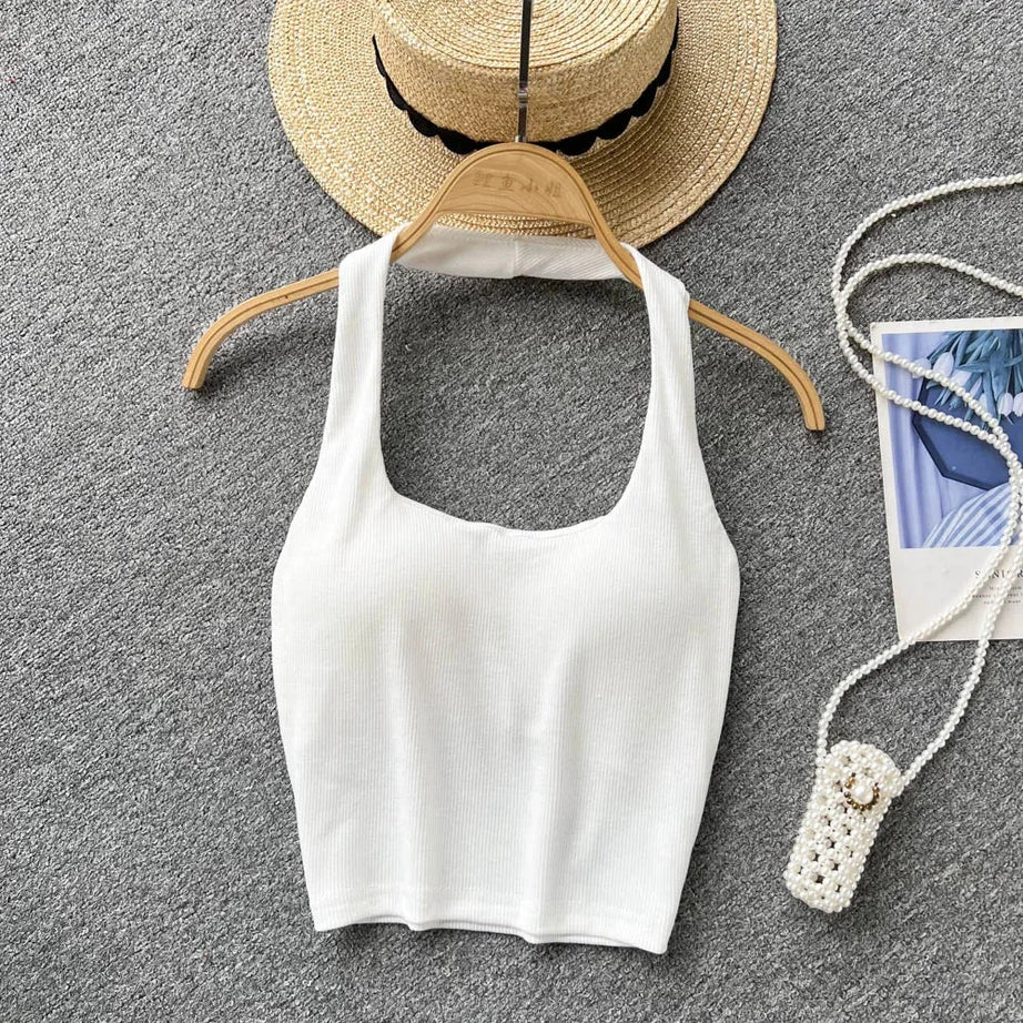 Off Shoulder Halter Camisole Summer Sleeveless Skinny 2023 Ladies Fashion - Premium  from vistoi shop - Just $24.99! Shop now at vistoi shop