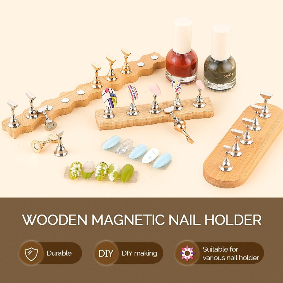 8pcs Strong Magnetic Nail Holder Practice Display Stand