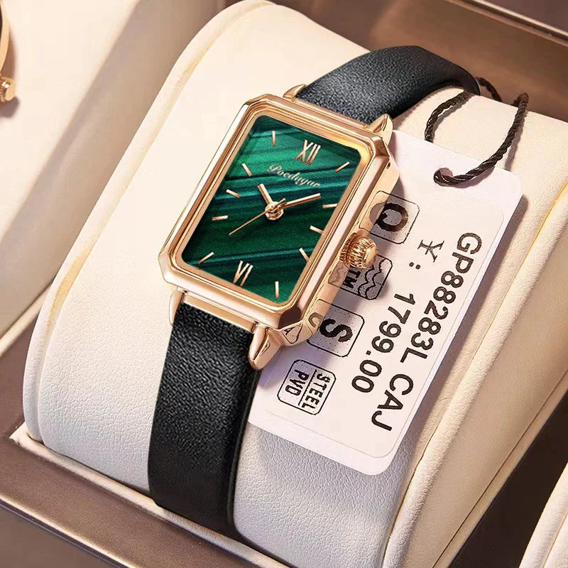Women Watches Fashion Green Square Leather Quartz - Premium  from vistoi shop - Just $29.99! Shop now at vistoi shop
