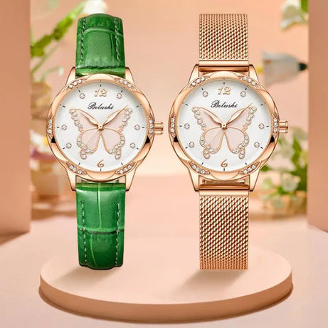 Women Watches Fashion Butterfly Dial Leather Quartz Watch - Premium  from vistoi shop - Just $29.99! Shop now at vistoi shop