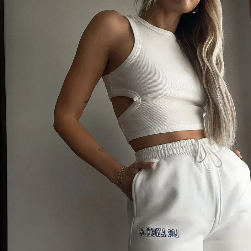 Summer Solid Color Sleeveless T Shirt Women's Side Hole Knitted - Premium  from vistoi shop - Just $19.99! Shop now at vistoi shop