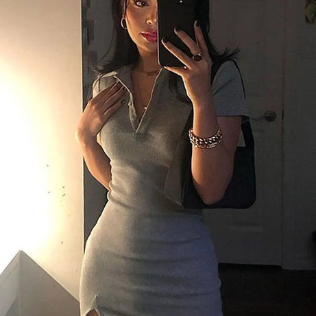 Short Sleeve Slit Mini Dress Women Fashion Clothing - Premium  from vistoi shop - Just $29.99! Shop now at vistoi shop