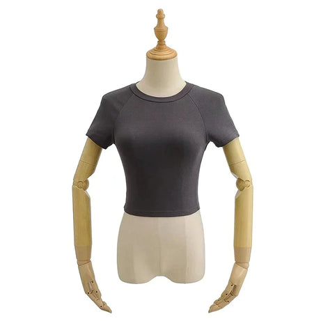 Off Back Raglan Sleeves Slim Fit Short Sleeve Open T-shirt - Premium  from vistoi shop - Just $19.99! Shop now at vistoi shop