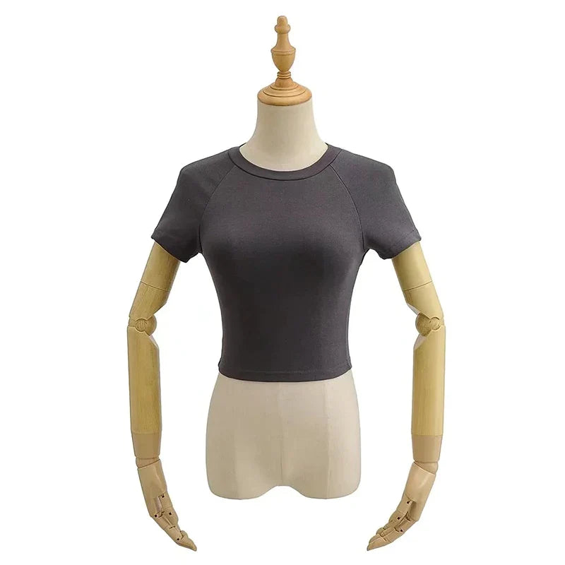 Off Back Raglan Sleeves Slim Fit Short Sleeve Open T-shirt - Premium  from vistoi shop - Just $19.99! Shop now at vistoi shop