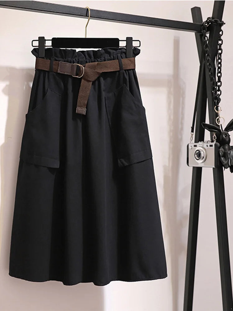 Midi Knee Length Summer Autumn Skirt Women Skirt - Premium  from vistoi shop - Just $29.99! Shop now at vistoi shop