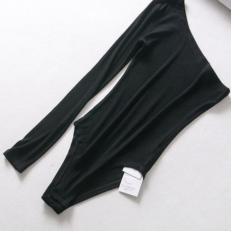 New fashion women strapless single sleeve bodysuit autumn ladies