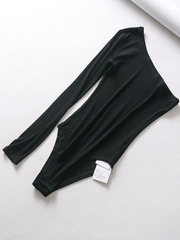 New fashion women strapless single sleeve bodysuit autumn ladies