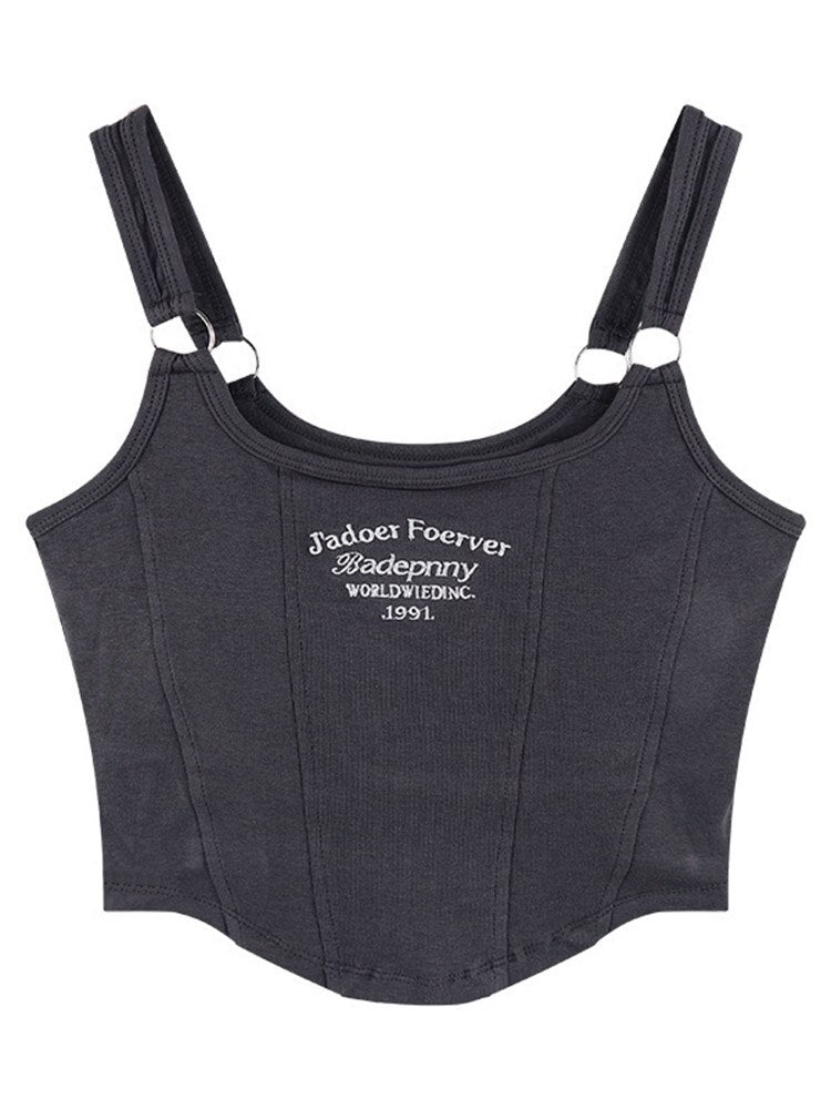 Women Letter Tank Tops With Bra Pad Casual Tops For Women