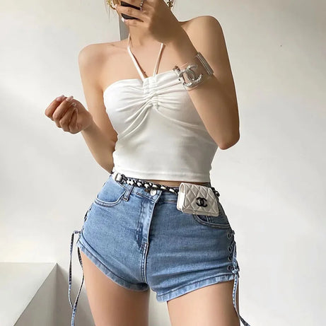 Women Ruched Halter Neck Cami Top Camisole - Premium  from vistoi shop - Just $14.99! Shop now at vistoi shop