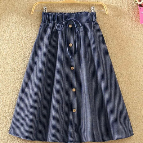 High Waist Skirt Casual Striped Bow Denim Women Solid - Premium  from vistoi shop - Just $19.99! Shop now at vistoi shop