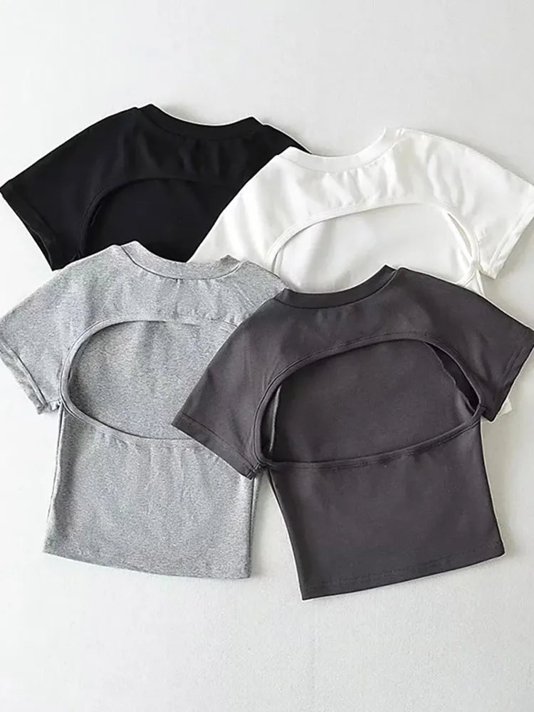 Off Back Raglan Sleeves Slim Fit Short Sleeve Open T-shirt - Premium  from vistoi shop - Just $19.99! Shop now at vistoi shop