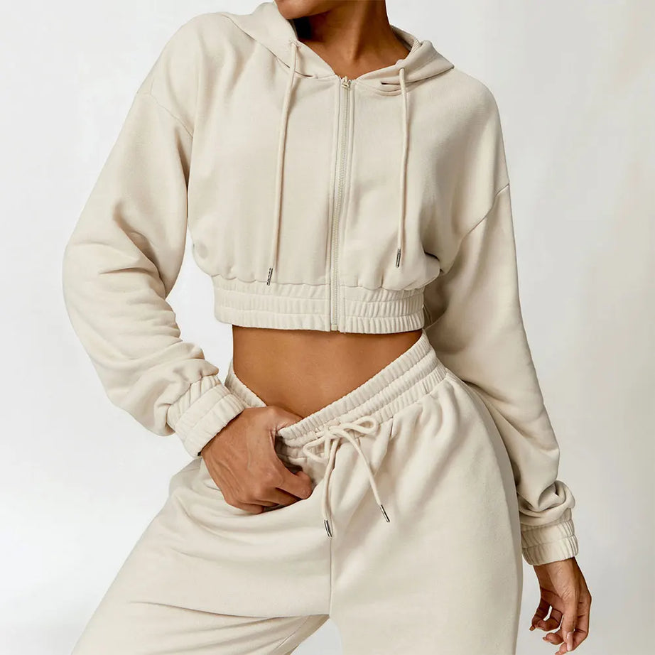 Warm Casual Loose Yoga Long Sleeved Women's Hoodie Jacket Cotton - Premium  from vistoi shop - Just $44.99! Shop now at vistoi shop