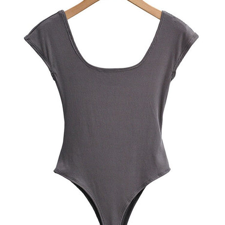 Casual Basic Style Babes Collar Solid Tight Short-sleeved Body