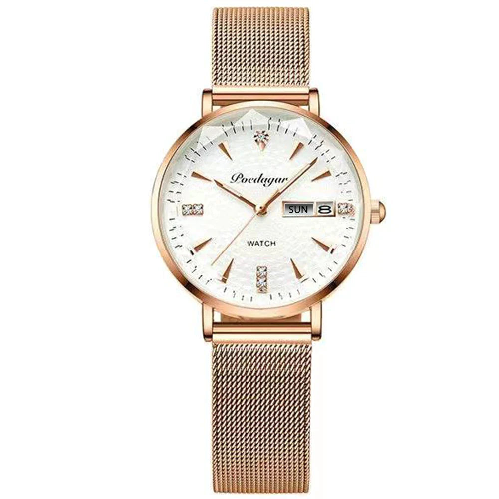 Watch Rose Gold Stainless Steel Mesh Quartz Simple - Premium  from vistoi shop - Just $34.99! Shop now at vistoi shop