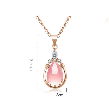 Necklace Water Drop-Shaped Pink Crystal Pendant Necklace for Women Stone Pendant - Premium  from vistoi shop - Just $29.93! Shop now at vistoi shop