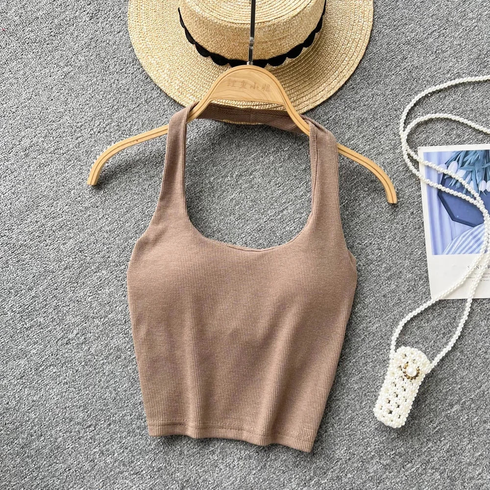 Off Shoulder Halter Camisole Summer Sleeveless Skinny 2023 Ladies Fashion - Premium  from vistoi shop - Just $24.99! Shop now at vistoi shop