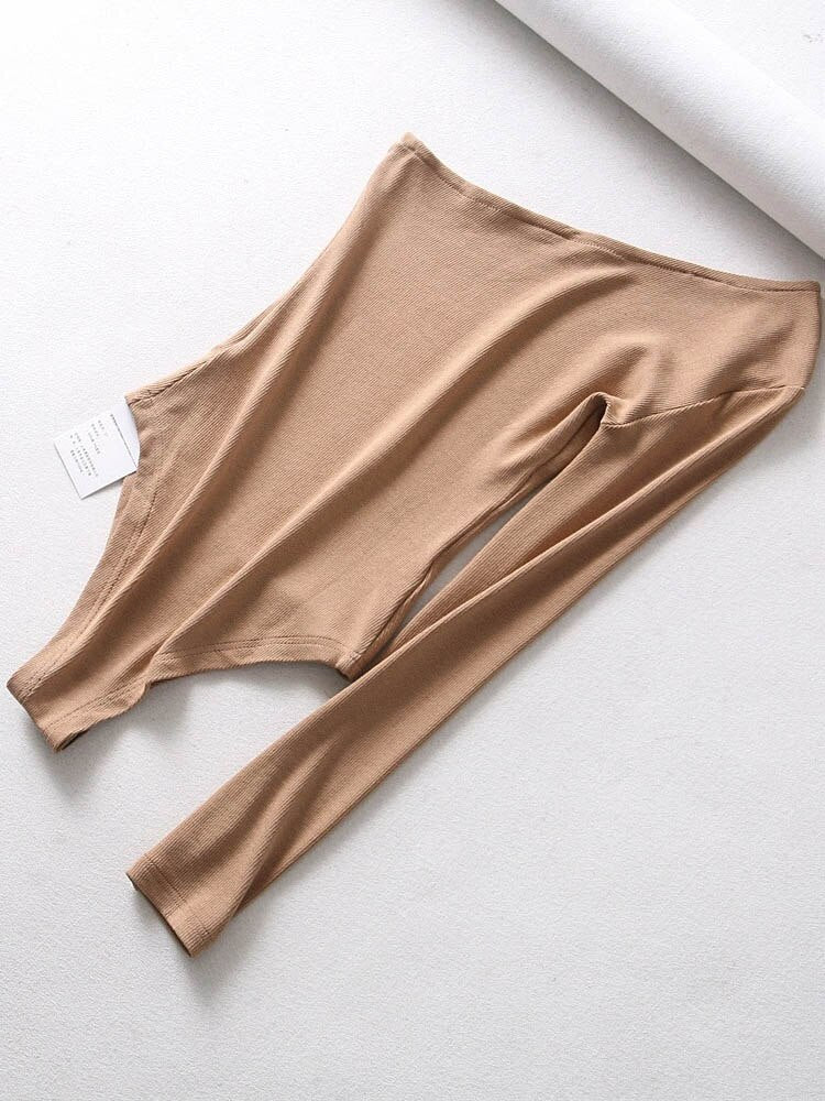 New fashion women strapless single sleeve bodysuit autumn ladies