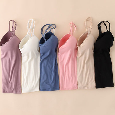 Women Padded Bra Spaghetti Tank Tops Shirt Blouse