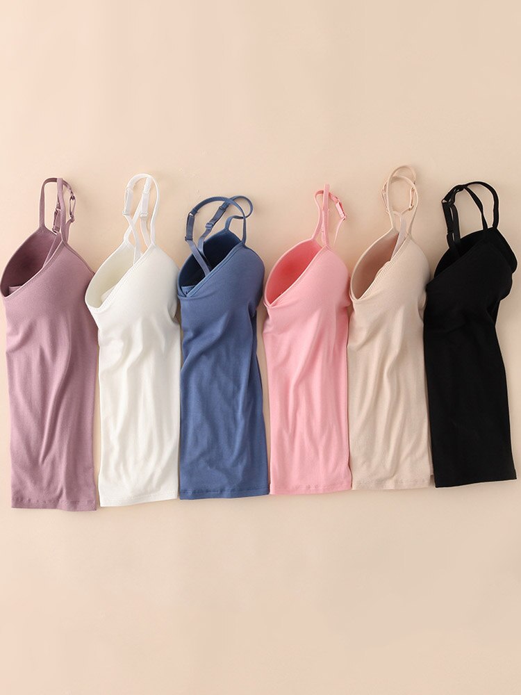 Women Padded Bra Spaghetti Tank Tops Shirt Blouse