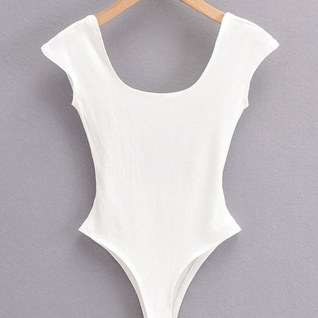 Casual Basic Style Babes Collar Solid Tight Short-sleeved Body - Premium  from vistoi shop - Just $24.99! Shop now at vistoi shop