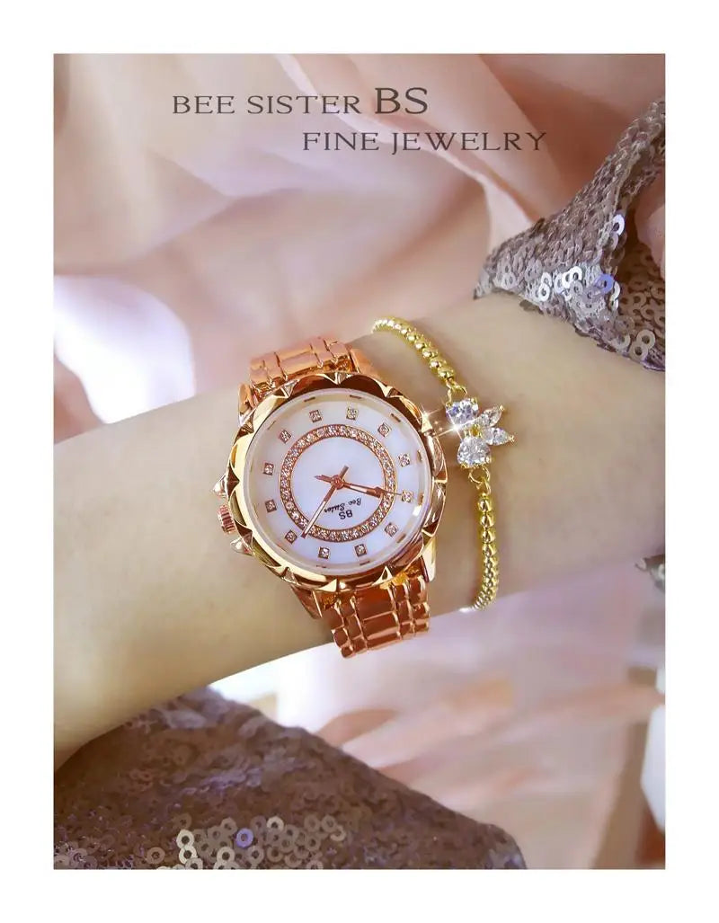 Diamond Women Watch Luxury Brand 2022 Rhinestone Elegant Ladies Watches Rose Gold Clock Wrist Watches for Women Relogio Feminino - Premium  from vistoi shop - Just $36.99! Shop now at vistoi shop